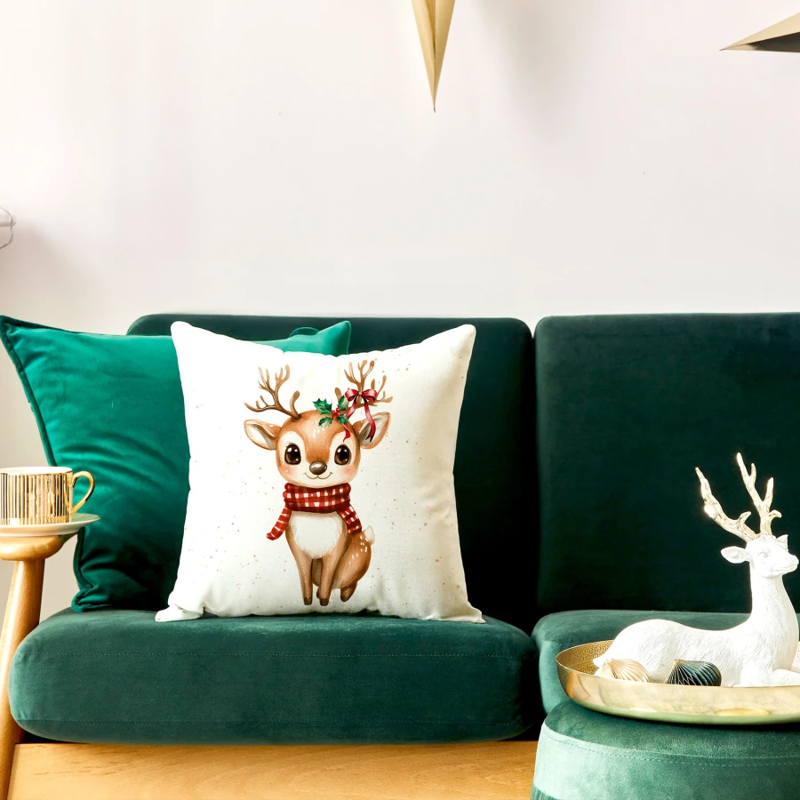 JELONEK, BAJKOWE ŚWIĘTA Poszewka dekoracyjna VELVET, 40x40cm, kolor 001 biały PBN345