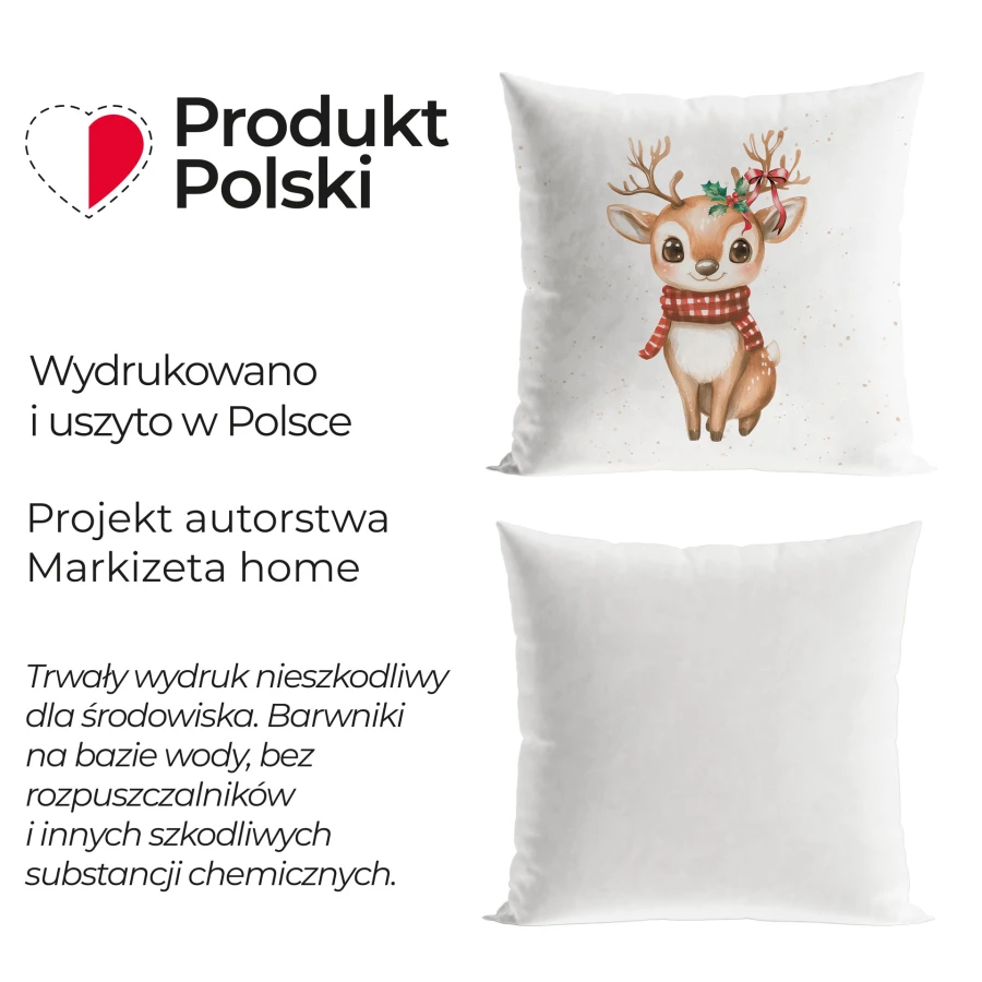 JELONEK, BAJKOWE ŚWIĘTA Poszewka dekoracyjna VELVET, 40x40cm, kolor 001 biały PBN345