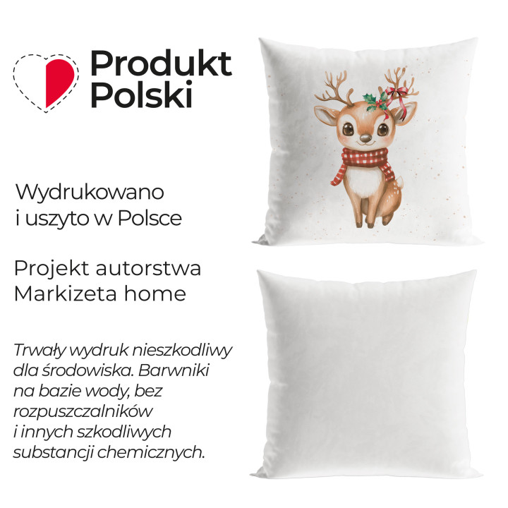 JELONEK, BAJKOWE ŚWIĘTA Poszewka dekoracyjna VELVET, 40x40cm, kolor 001 biały PBN345