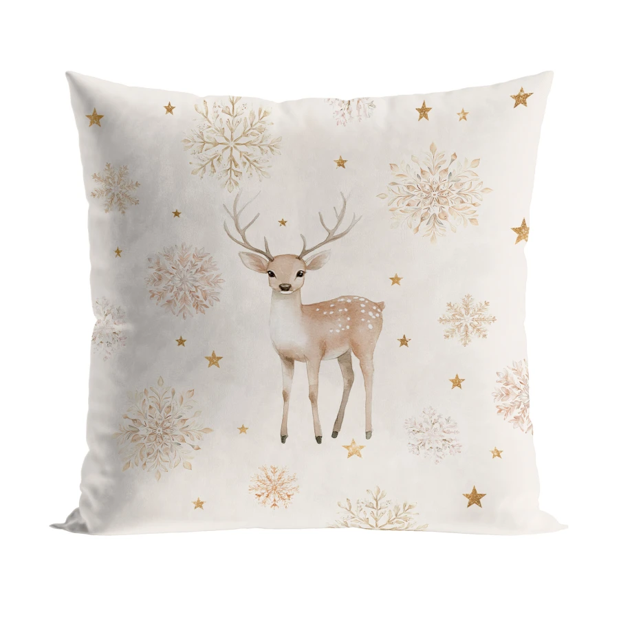 JELONKI, ZIMOWA OPOWIEŚĆ Poszewka dekoracyjna VELVET, 40x40cm, kolor 004 beżowy PBN346