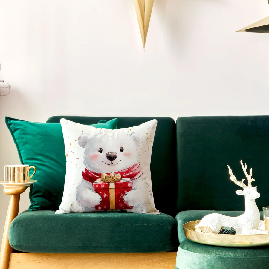 MISIEK, BAJKOWE ŚWIĘTA Poszewka dekoracyjna VELVET, 40x40cm, kolor 001 biały PBN357