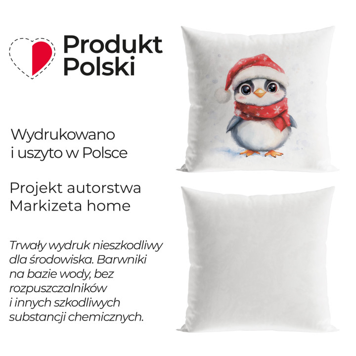 PINGWINEK, BAJKOWE ŚWIĘTA Poszewka dekoracyjna VELVET, 40x40cm, kolor 001 biały PBN360