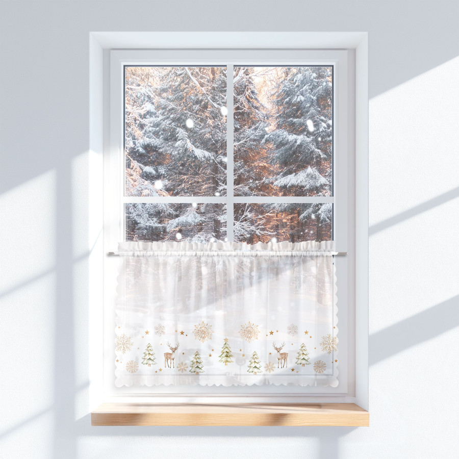 CHOINKI, ZIMOWA OPOWIEŚĆ Zazdrostka woalowa, WOAL, szerokość 100 x wysokość 40cm, kolor 001 biały PBN336