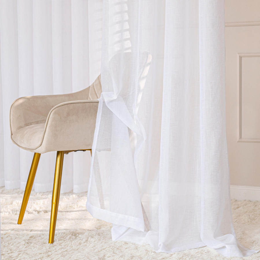 NALA Firana gotowa na taśmie, szerokość 140cm x wysokość 260cm, kolor 001 biała 002022