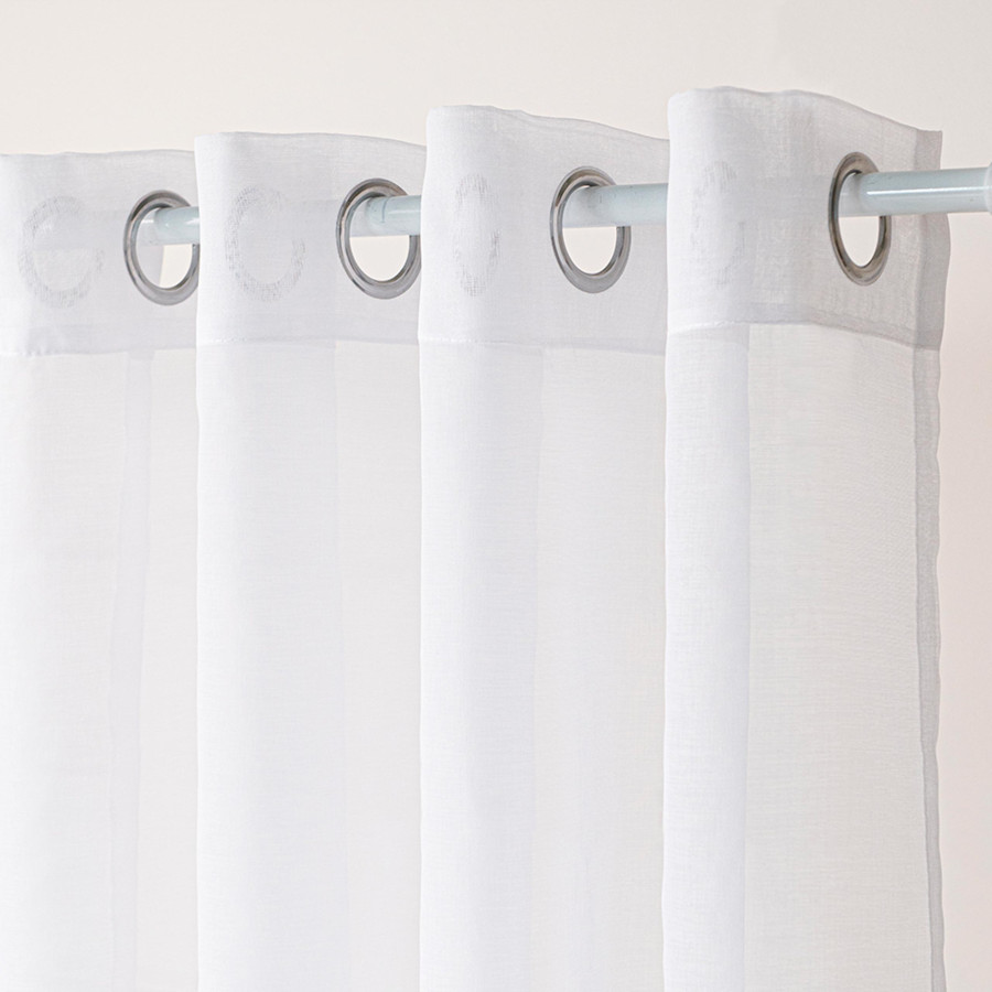 ETAMINA Firana gotowa na srebrnych przelotkach, szerokość 200 x wysokość 250cm, kolor 001 biały ETAMIN