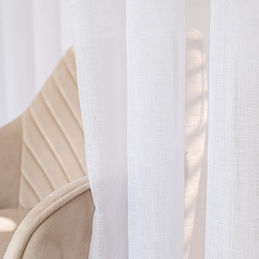 NALA Firana gotowa na przelotkach, szerokość 200cm x wysokość 250cm, kolor 001 biała 002022