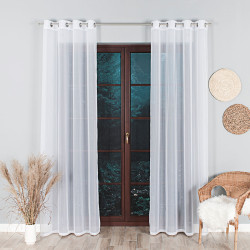 WOAL Firana gotowa na srebrnych przelotkach, szerokość 140 x wysokość 250cm, kolor 001 biały FG0002