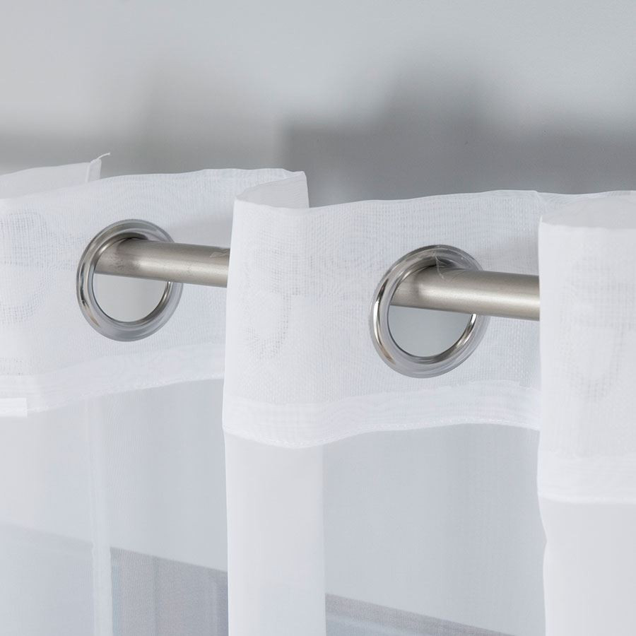 WOAL Firana gotowa na srebrnych przelotkach, szerokość 140 x wysokość 250cm, kolor 001 biały FG0002