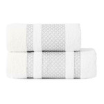 LIONEL · Ręcznik frotte · 50x90 cm · kolor biały ze srebrnym