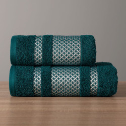 LIONEL Ręcznik, 70x140cm, kolor 101 ciemno turkusowypetrol ze srebrną bordiurą LIONEL