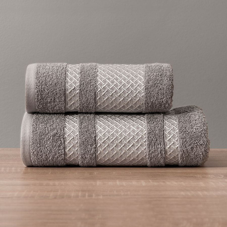 LIONEL Ręcznik, 70x140cm, kolor 006 ciemny szary ze srebrną bordiurą LIONEL