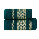 LIONEL · Ręcznik frotte · 70x140 cm · kolor ciemno turkusowy petrol ze złotym