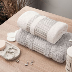 LIONEL Ręcznik, 70x140cm, kolor 102 biały ze srebrną bordiurą LIONEL