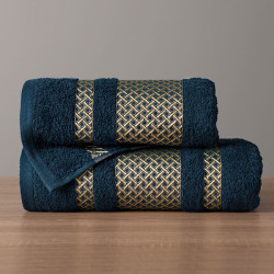 LIONEL Ręcznik, 70x140cm, kolor 110 granatowy ze złotą bordiurą LIONEL