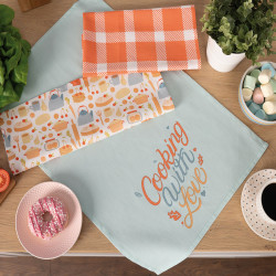 COOKING WITH LOVE Komplet 3 ścierek kuchennych, rozmiar 40x60cm S00012