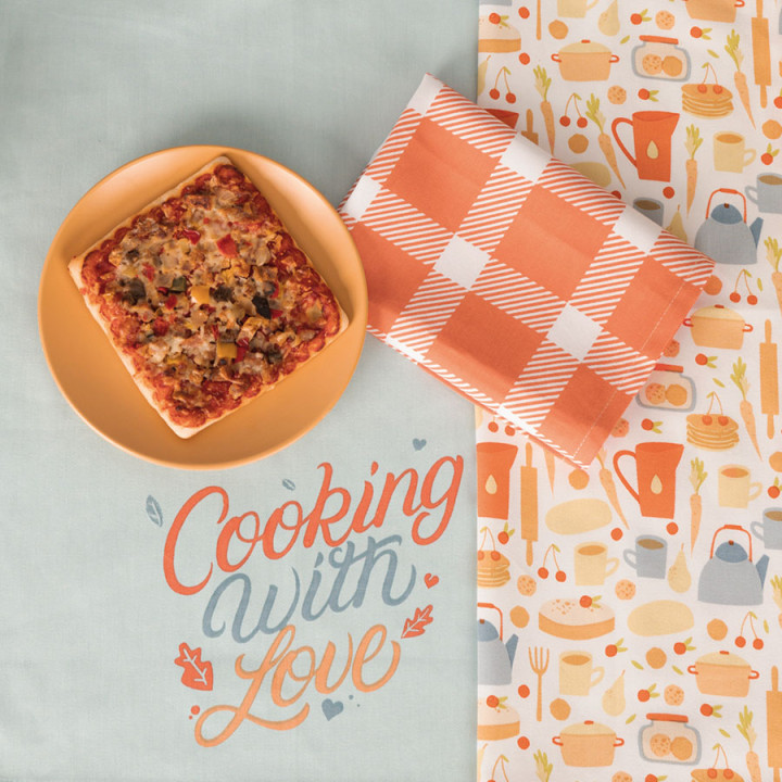 COOKING WITH LOVE Komplet 3 ścierek kuchennych, rozmiar 40x60cm S00012