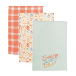 COOKING WITH LOVE · Komplet 3 ścierek kuchennych · 40x60 cm