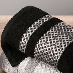 LIONEL Ręcznik, 70x140cm, kolor 156 czarny ze srebrną bordiurą LIONEL