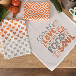 LOVE FOR SOUL Komplet 3 ścierek kuchennych, rozmiar 40x60cm S00013