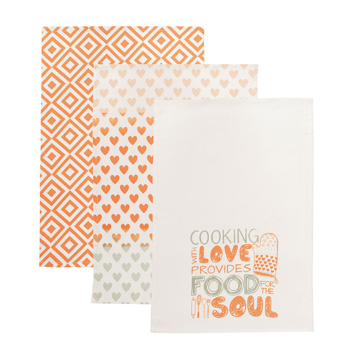 LOVE FOR SOUL Komplet 3 ścierek kuchennych, rozmiar 40x60cm S00013