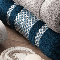 LIONEL Ręcznik, 50x90cm, kolor 010 granatowy ze srebrną bordiurą LIONEL