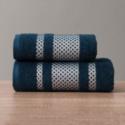 LIONEL Ręcznik, 50x90cm, kolor 010 granatowy ze srebrną bordiurą LIONEL