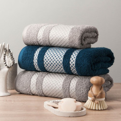 LIONEL Ręcznik, 50x90cm, kolor 010 granatowy ze srebrną bordiurą LIONEL