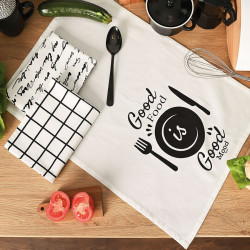 GOOD FOOD GOOD MOOD Komplet 3 ścierek kuchennych, rozmiar 40x60cm S00014 GOOD FOOD GOOD MOOD Komplet 3 ścierek kuchennych, rozmiar 40x60cm S00014