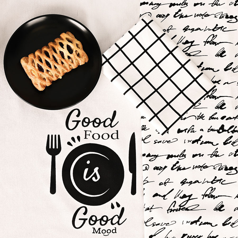 GOOD FOOD GOOD MOOD Komplet 3 ścierek kuchennych, rozmiar 40x60cm S00014