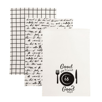 GOOD FOOD GOOD MOOD Komplet 3 ścierek kuchennych, rozmiar 40x60cm S00014
