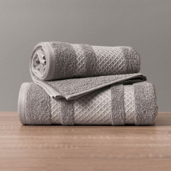 LIONEL Ręcznik, 50x90cm, kolor 006 ciemny szary ze srebrną bordiurą LIONEL