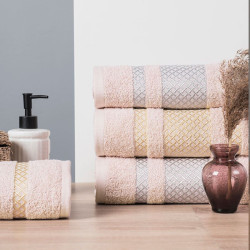 LIONEL Ręcznik, 50x90cm, kolor 119 pudrowy ze srebrną bordiurą LIONEL