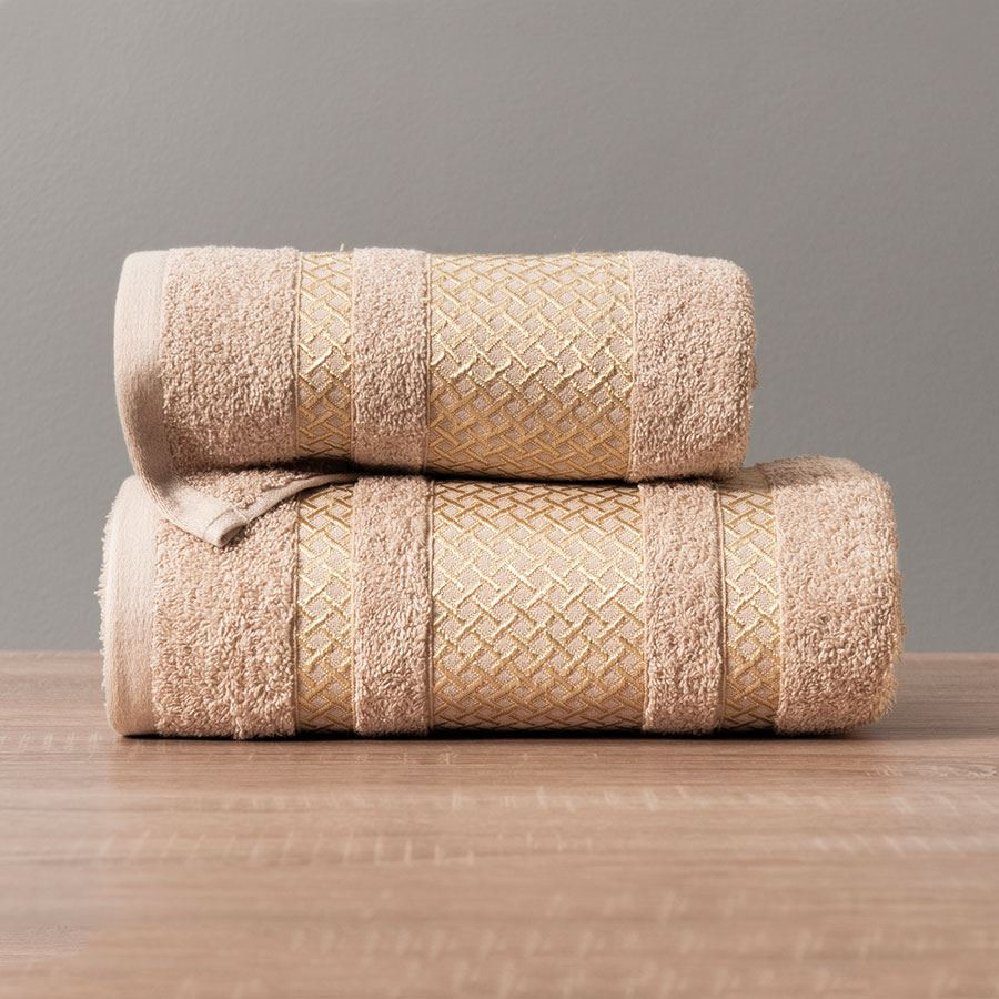 LIONEL Ręcznik, 70x140cm, kolor 790 beżowy ze złotą bordiurą LIONEL