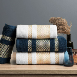 LIONEL Ręcznik, 70x140cm, kolor 302 biały ze złotą bordiurą LIONEL