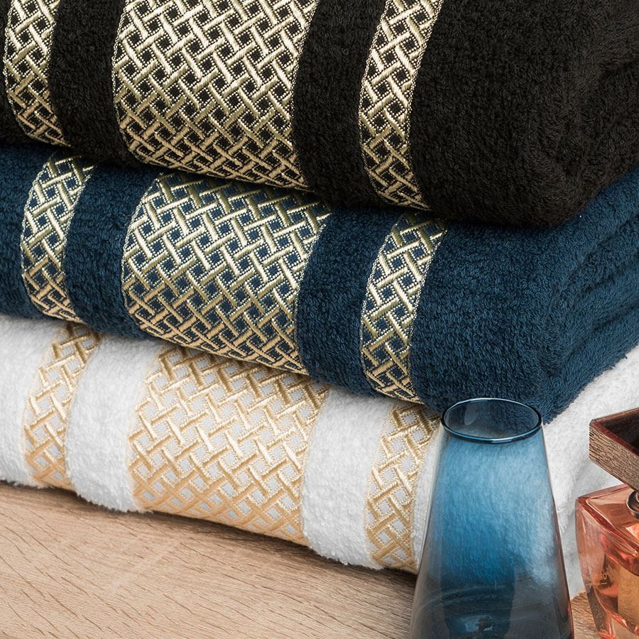 LIONEL Ręcznik, 70x140cm, kolor 302 biały ze złotą bordiurą LIONEL