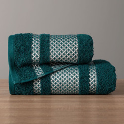 LIONEL Ręcznik, 50x90cm, kolor 101 ciemno turkusowypetrol ze srebrną bordiurą LIONEL