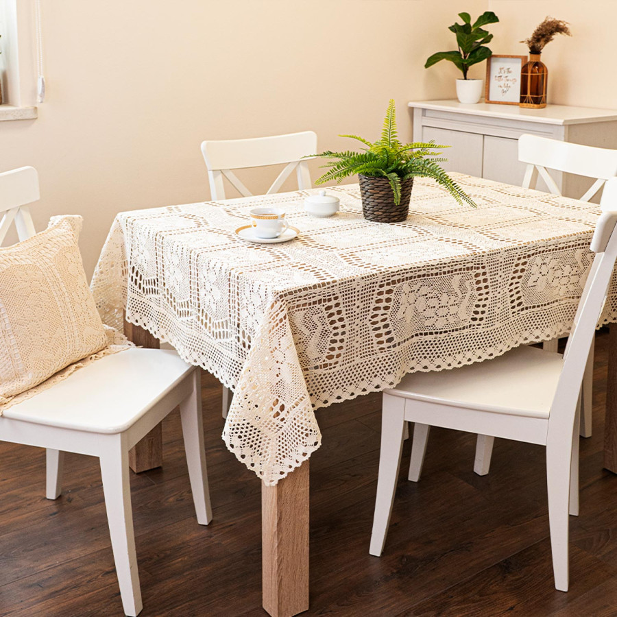 INESS Obrus ażurowy, szerokość 140cm x wysokość 240cm, kolor 012 jasny kremowy 913501