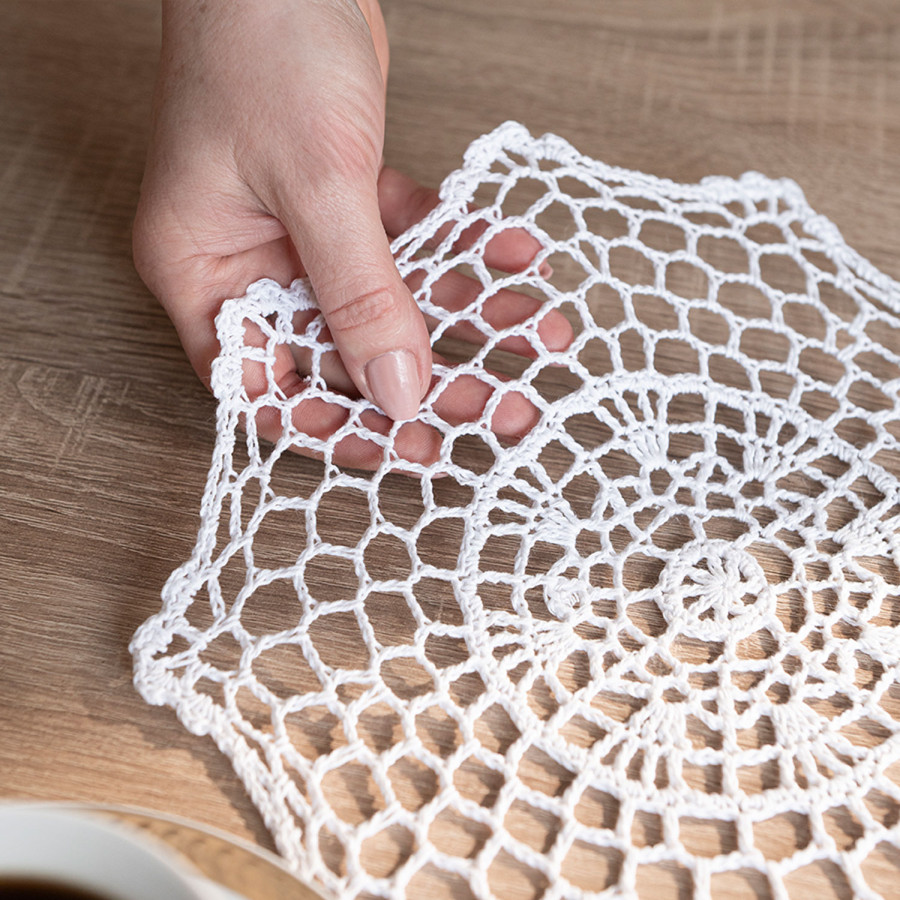 Serweta z ażurem, szerokość 25cm x wysokość 25cm, kolor 001 biały 914166