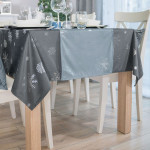 ŚNIEŻKI VELVET · Bieżnik wodoodporny · 40x160 cm · kolor jasny niebieski ze srebrnym