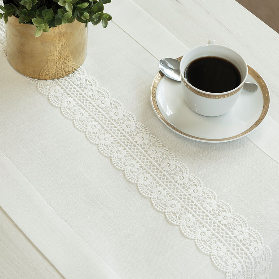 SEVILLA Bieżnik z gipiurą, szerokość 35cm x wysokość 140cm, kolor 001 biały 202551