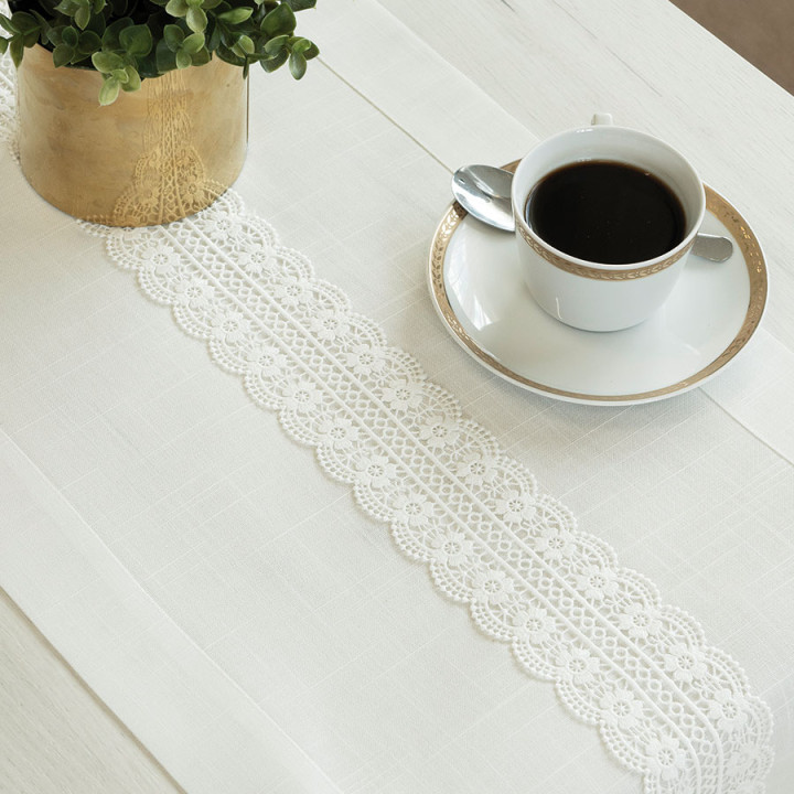 SEVILLA Bieżnik z gipiurą, szerokość 35cm x wysokość 140cm, kolor 001 biały 202551