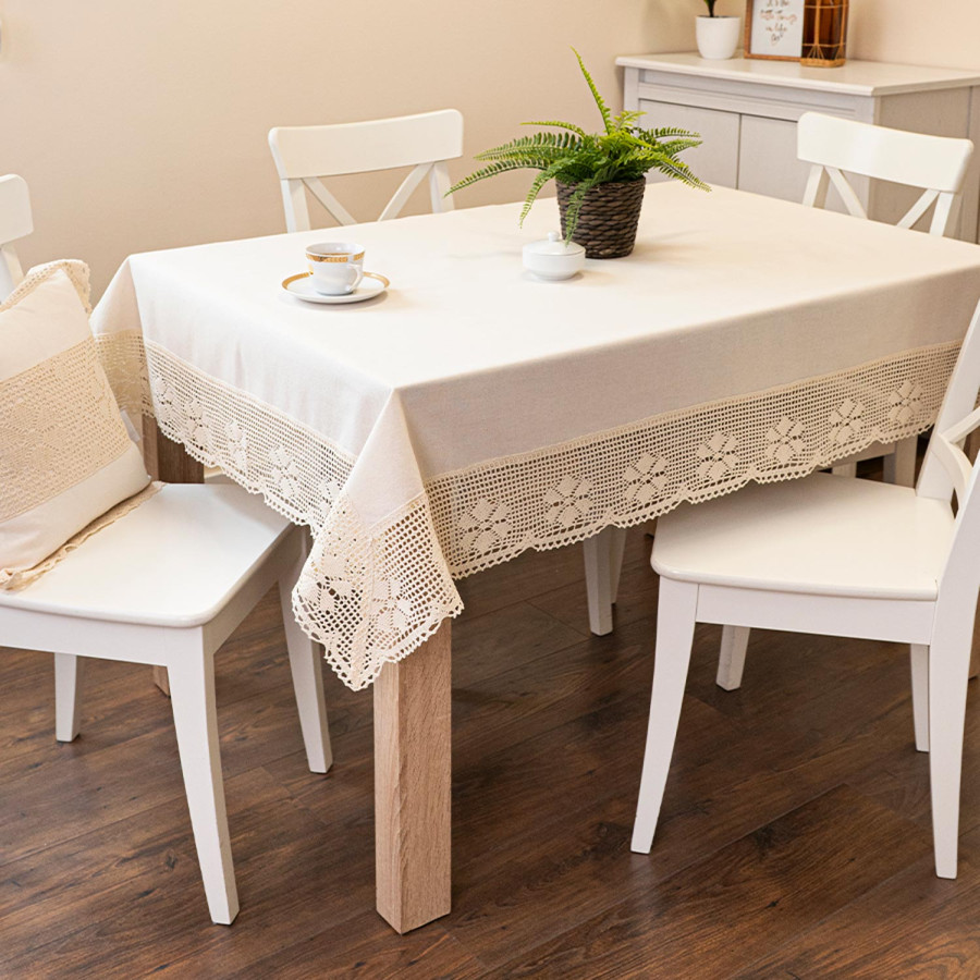 RACHELA Obrus z ażurem, szerokość 130cm x wysokość 180cm, kolor 012 jasny kremowy 912432