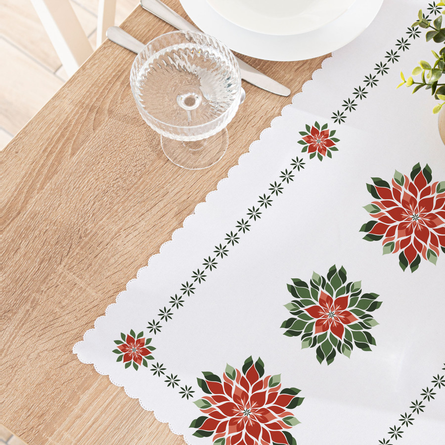 FOLK, GWIAZDA BETLEJEMSKA Bieżnik NINA WODOODPORNA, 50x100cm, kolor 001 biały PBN341