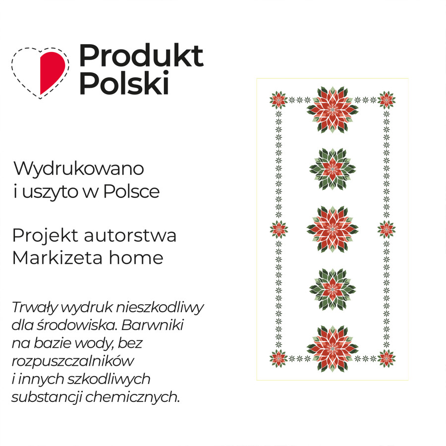 FOLK, GWIAZDA BETLEJEMSKA Bieżnik NINA WODOODPORNA, 50x100cm, kolor 001 biały PBN341