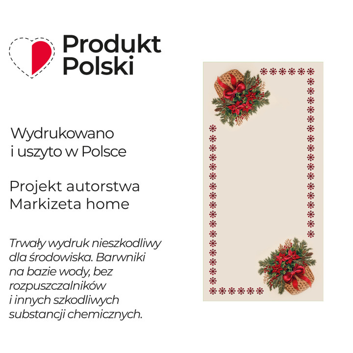 BUKIET W KOSZYKU Z EFEKTEM WYSZYWANIA Bieżnik NINA WODOODPORNA, 50x100cm, kolor 004 beżowy PBN365