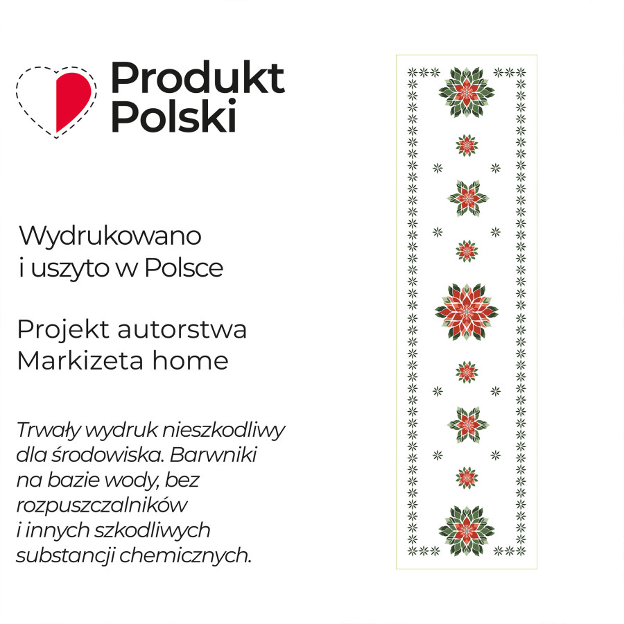 FOLK, GWIAZDA BETLEJEMSKA Bieżnik NINA WODOODPORNA, 38x140cm, kolor 001 biały PBN341