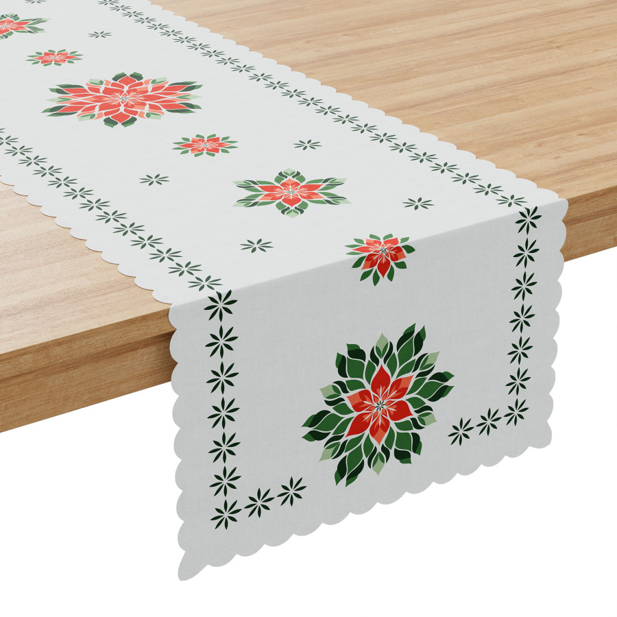 FOLK, GWIAZDA BETLEJEMSKA Bieżnik NINA WODOODPORNA, 38x140cm, kolor 001 biały PBN341