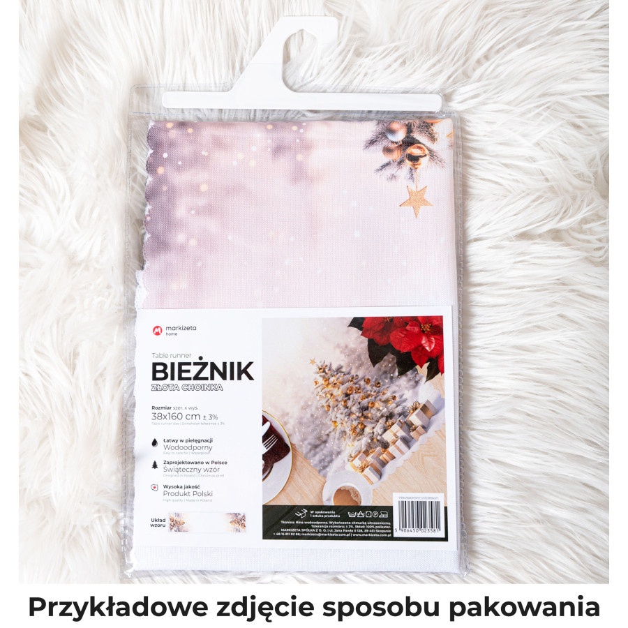 FOLK, GWIAZDA BETLEJEMSKA Bieżnik NINA WODOODPORNA, 38x140cm, kolor 001 biały PBN341