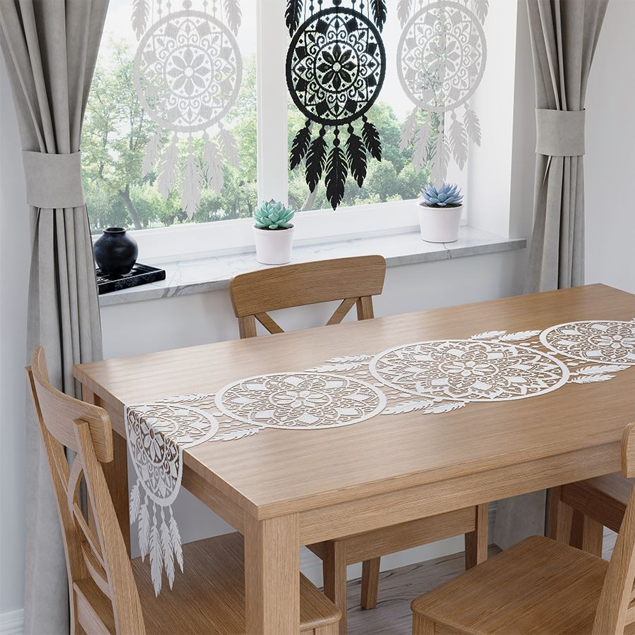 ALIA Bieżnik żakardowy gotowy, łapacz snów, szerokość 44 x wysokość 224cm, kolor 001 biały 001390