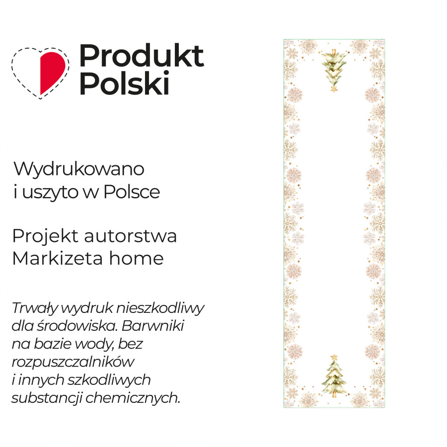 CHOINKI, ZIMOWA OPOWIEŚĆ Bieżnik NINA WODOODPORNA, 38x140cm, kolor 001 biały PBN336